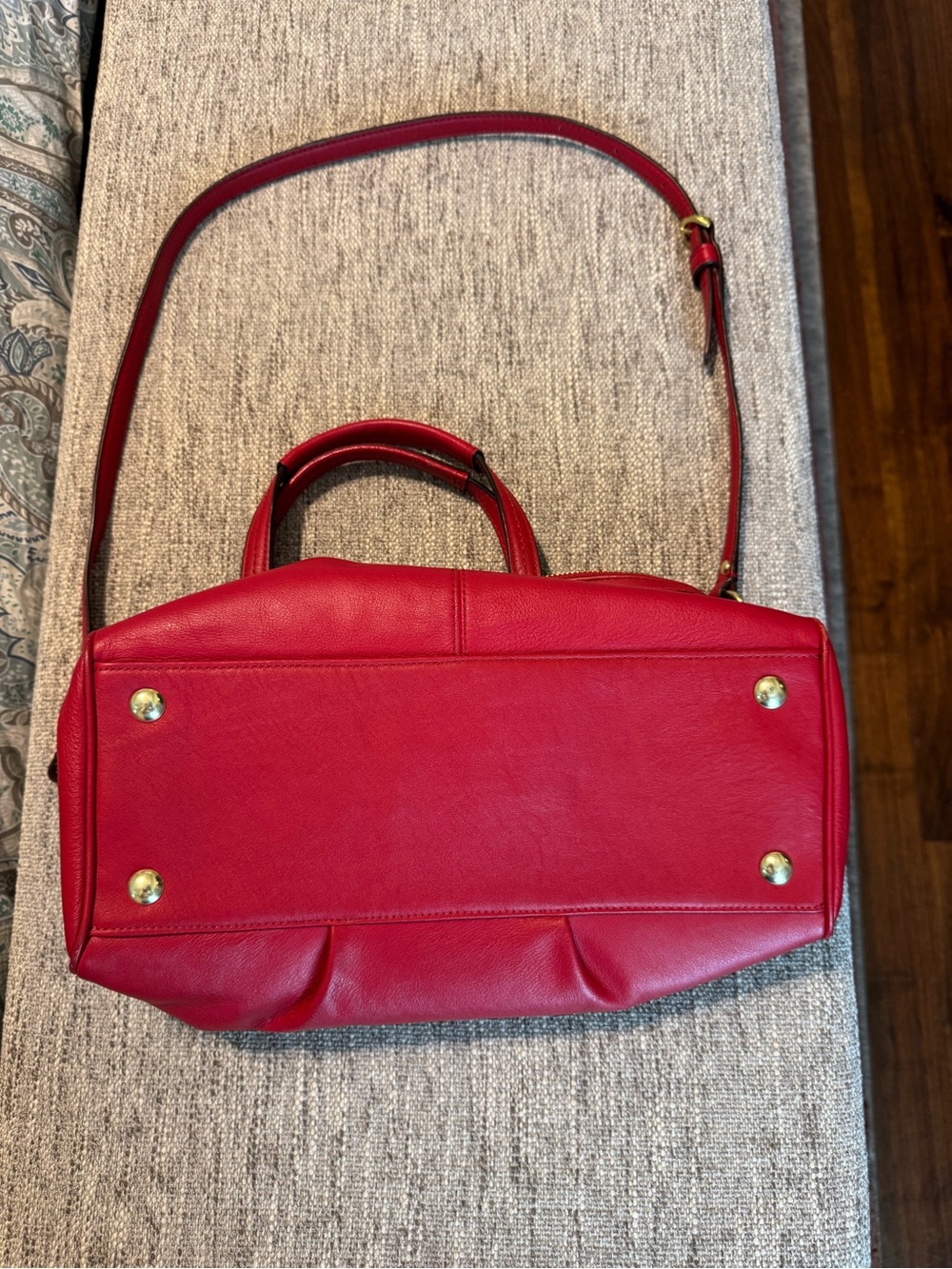 Coach Red Leather Top-Handle Satchel with Gold-Tone Accents - Picture 8 of 8